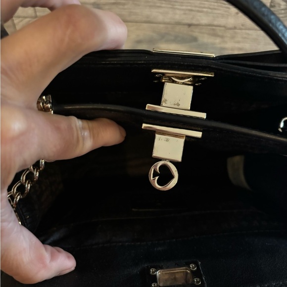 Kate Spade Mayfair Mini Tullie Bow Leather Crossbody Beige w/ Black Trim - Picture 10 of 11